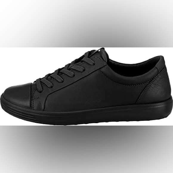 ECCO Women's Soft Classic Black Leather Sneakers - Picture 3 of 7